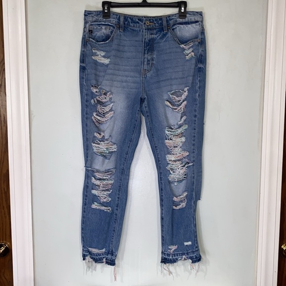 Kancan Distressed Skinny Jeans Raw Hem High Rise 100% Cotton Sz 30 - Picture 1 of 15